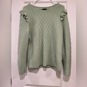 Talbots Soft Green Ruffled Sweater